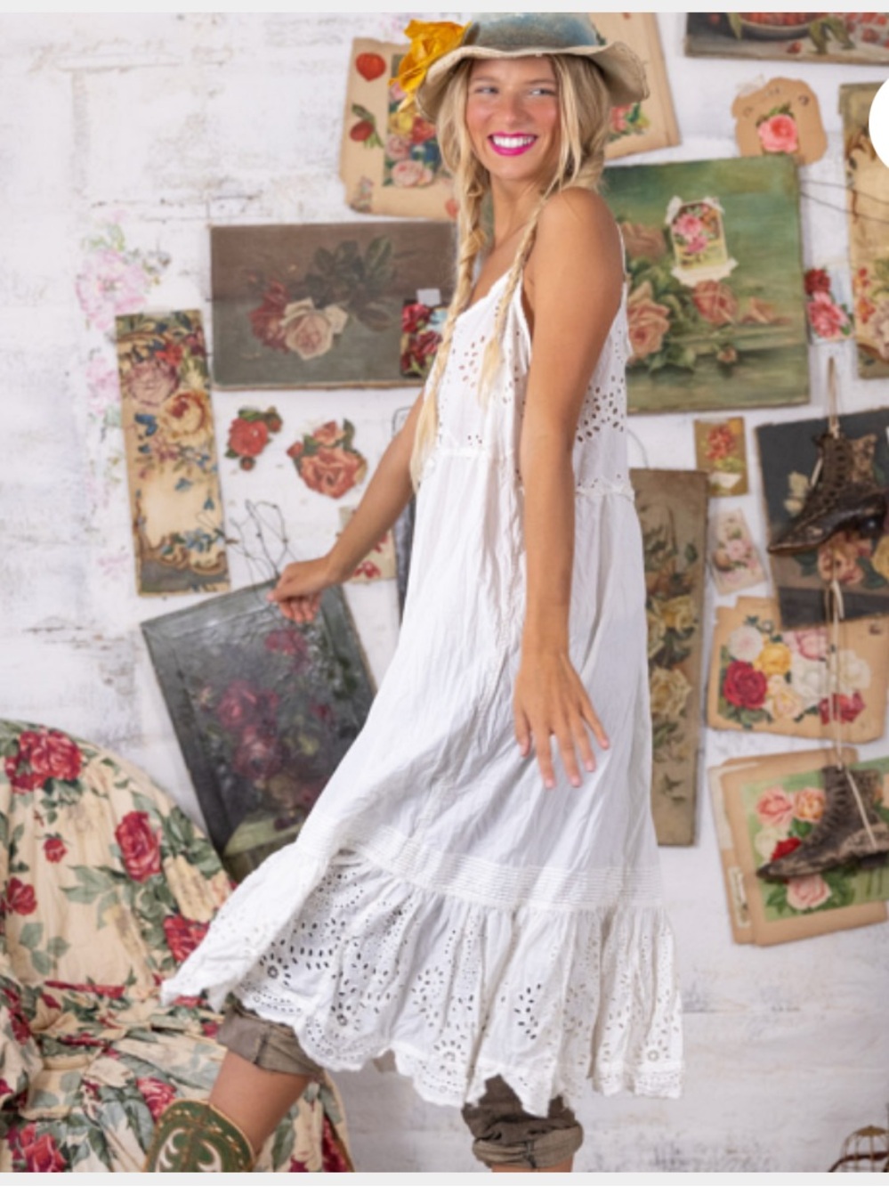 Magnolia Pearl White Eyelet Lula Style Tank Dress - Picture 6 of 12
